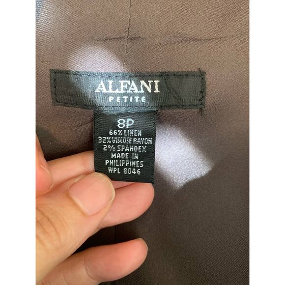 Alfani brown 2 buttoned stitched lapel detail casual blazer size 8P - Picture 3 of 8